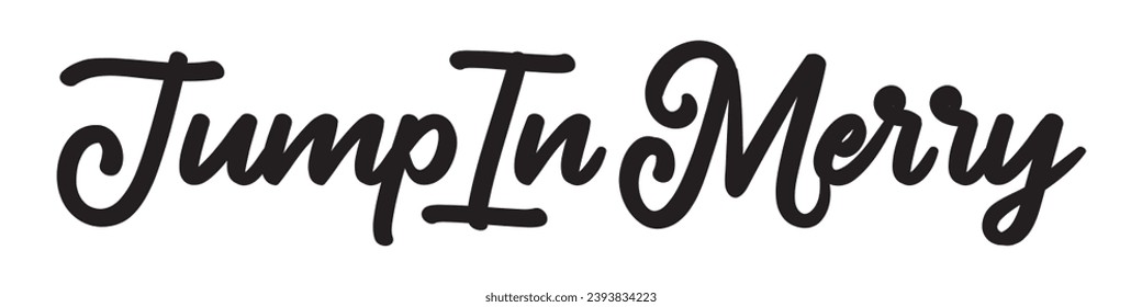 jump in merry text on white background.