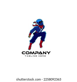 Jump Ninja Logo Graphic Vector