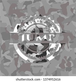 Jump on grey camouflaged pattern