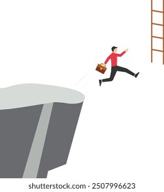 Jump over obstacles to the destination, Vector illustration in flat style

