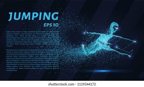 Jump from the particles. Jumper consists of small circles.