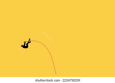 jump Pole. Businessman jumping over rising. Concept of success, target, career, and goal.