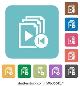Jump to previous playlist item white flat icons on color rounded square backgrounds
