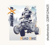 jump ride on atv quad bike, sport extreme adventure, vector illustration