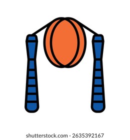 ícone plano da cor da bola da corda do salto para projetos digitais e de impressão.  Ícones mínimos de limpeza para aplicativos e sites. Ícones simples modernos para UI UX e branding