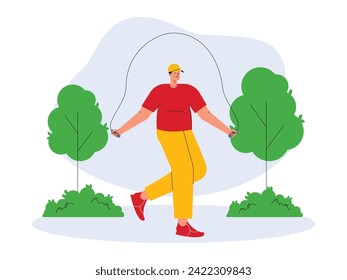 Jump rope exercise for weight loss, vector illustration.
