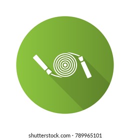 Jump rope flat design long shadow glyph icon. Skipping rope. Vector silhouette illustration