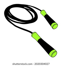 Jump Rope. Gym. Equipment. Fitness routine. Active lifestyle. Hand drawn illustration. Colorful icon isolated on white background. Vector EPS10