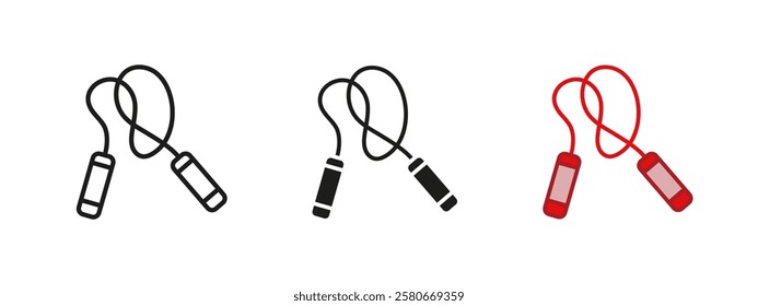 Jump rope icon. Fitness exercise vector illustration. Skipping rope training symbol. Cardio workout sign. Endurance and agility concept. Lightweight and active equipment.