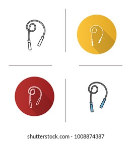 Jump rope icon. Flat design, linear and color styles. Skipping rope. Isolated vector illustrations