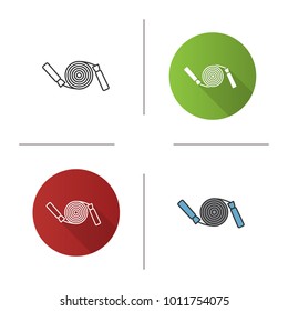 Jump rope icon. Flat design, linear and color styles. Skipping rope. Isolated vector illustrations