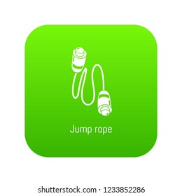 Jump rope icon green vector isolated on white background
