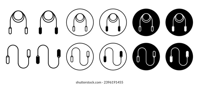Icono de Saltar pista. saltar actividad para mantenerse en forma y estilo de vida activo con cuerda de salto con conjunto de símbolos de manija. ejercicio aeróbico con cuerda de salto gimnasio entrenamiento de línea vectorial logo 