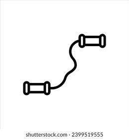Jump Rope icon. jumping long nylon rope to do fitness activity workout at gym symbol logo. Body jumping rope with handle vector line sign.
