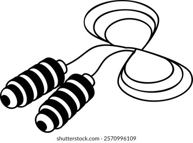 Jump rope isometric vector icon, Healthy lifestyle symbol, Body Exercising Sign,Circuit training equipment illustration, Skipping rope concept