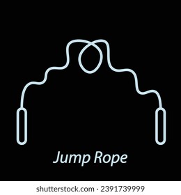 Jump rope outline icon flat vector isolated on black background. Gym icon. Workout supply. Fitness equipments.