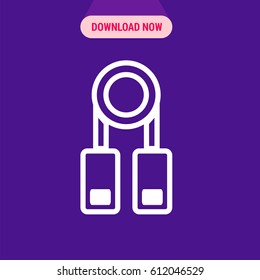 Jump Rope Vector Icon, The outlined symbol of jumping rope on purple background. Simple, modern flat vector illustration for mobile app, website or desktop app  