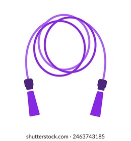 Jump rope vector icon. Sports purple equipment for cardio training, fitness, gymnastics. Plastic skipping rope with handles. Accessory for workout, game for kids. Hand drawn clipart isolated on white