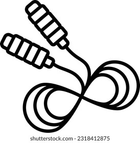 Jump rope vector outline icon design, Healthy lifestyle symbol, Calisthenics sign, Circuit training equipment stock illustration, Skipping rope concept