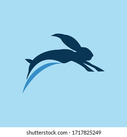 Jump and run rabbit design vector symbol. Flat design animal on the white background. Vector illustration EPS.8 EPS.10