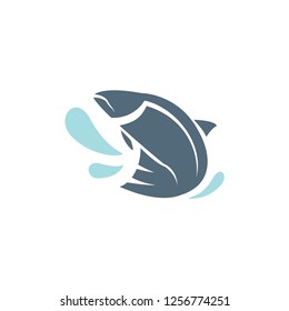 Jump Salmon Fish Flat Design Template