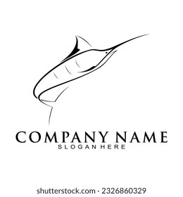 Jump sea sword fish vector logo
