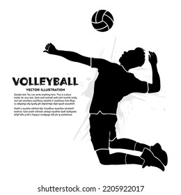 Jump serve male volleyball player. Vector illustration