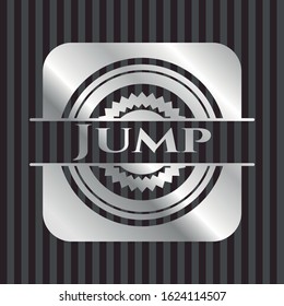 Jump silvery badge or emblem. Vector Illustration. Mosaic.