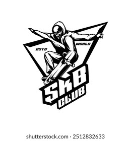 Jump Skateboard Logo Design Vektor. Skateboard Illustration Design Vektor
