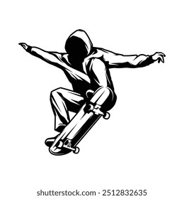 Jump Skateboard Logo design Vector. Skateboard Illustration design vector