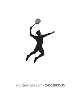 jump smash. badminton player vector silhouette
