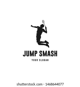 jump smash badminton silhouette logo