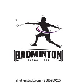 Jump Smash Badminton Silhouette Logo Design Stock Vector (Royalty Free ...