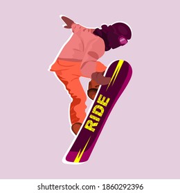 The jump of the snowboarder. Handmade drawing vector illustration. Can be used for poster, avatar, social media, background, cover.