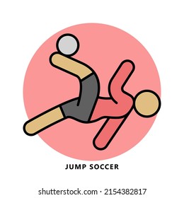 Jump Soccer Icon Symbol. Leap Sport Vector Illustration