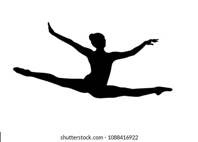 jump split female gymnast to compete in gymnastics