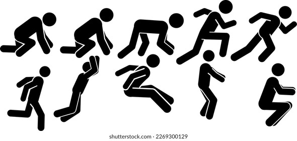 JUMP, Squat, RUN, PREPARE, RUN COMPETITION, LONG JUMP RACE