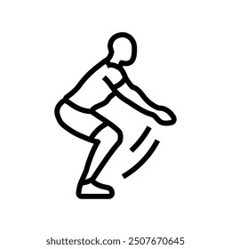 Jump Squats Fitness-Übung Bein Linie Symbol Vektor. springen hockt Fitness-Übung Bein Zeichen. isoliertes Kontursymbol, schwarze Illustration