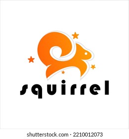 Jump Squirrel with Star logo design template.