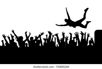 Jump from stage to crowd silhouette
