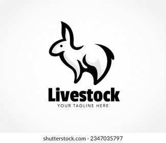 jump stand rabbit bunny art logo design template illustration inspiration