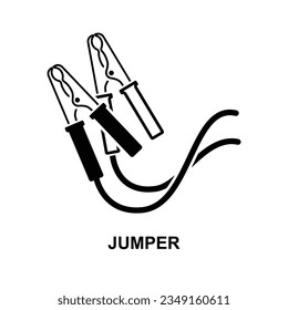 Jump start vehicle cable icon. Jumper cable icon isolated on background vector illustration.