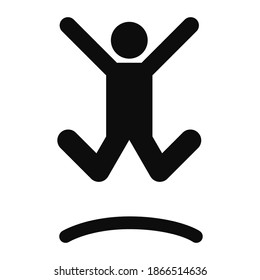 Jump stick man vector high quality icon illustration isolated on white background - Happiness and business success concept 