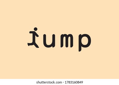  JUMP vector illustration lettering, with body man in letter J. design Template element