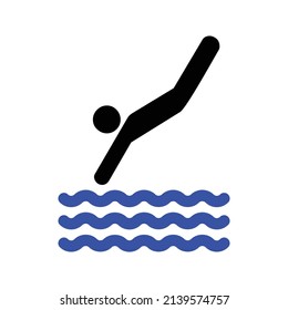 Jump Water Swimming Pool Icon .Sports icon. Simple flat vector illustration for your web site design, logo, app, UI.
