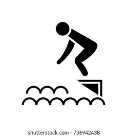 jump in water - swimming pool icon, vector illustration, black sign on isolated background