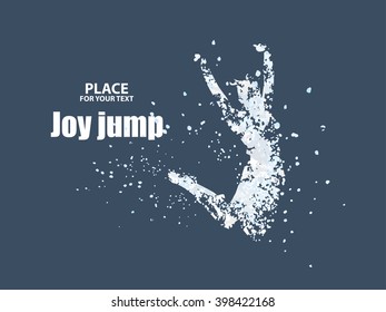 Jump woman,Vector graphics composed of particles.