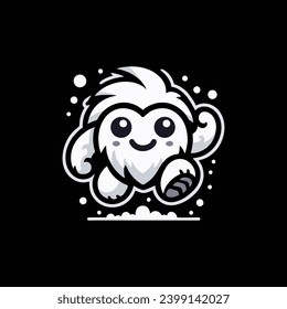 Jump yeti cartoon logo design template, flat design