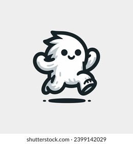 Jump yeti cartoon logo design template, flat design