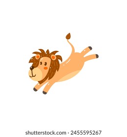 jumped Lion flat illustration with isolated white